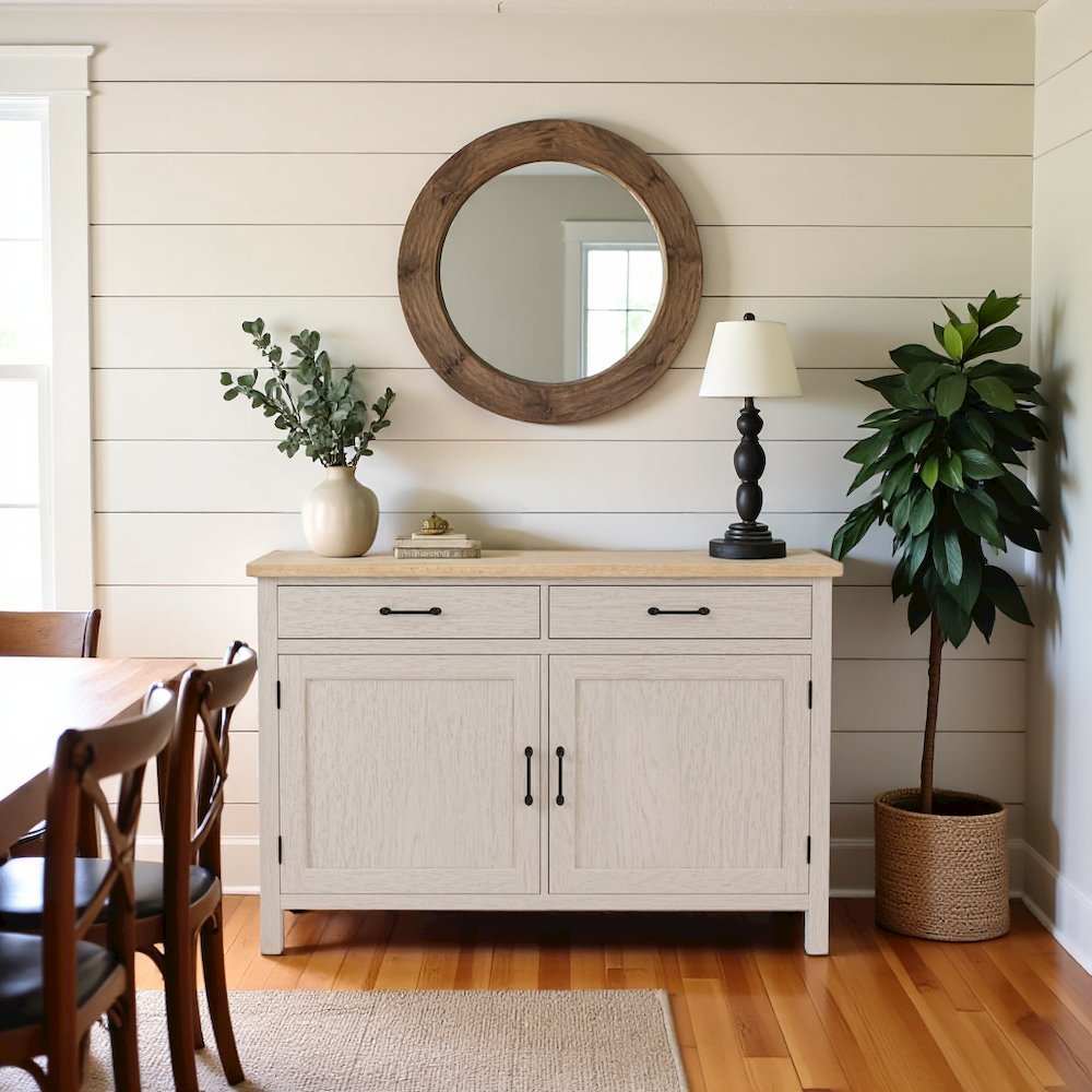 Buffet Cabinet with Storage – Beige Sideboard and Coffee Bar Cabinet. Picture 2