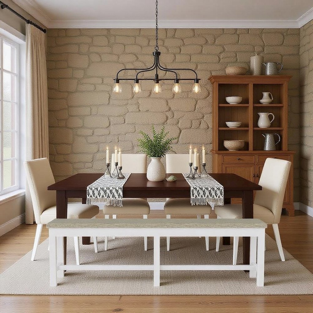 Beige Upholstered Dining Bench – Elegant Bedroom or Bed Bench Option. Picture 3