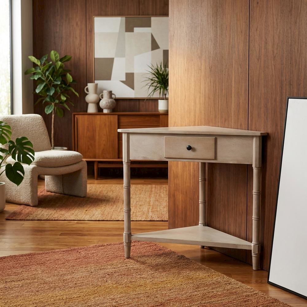 Corner Table with Storage Drawer in Modern Design for Compact Living. Picture 2