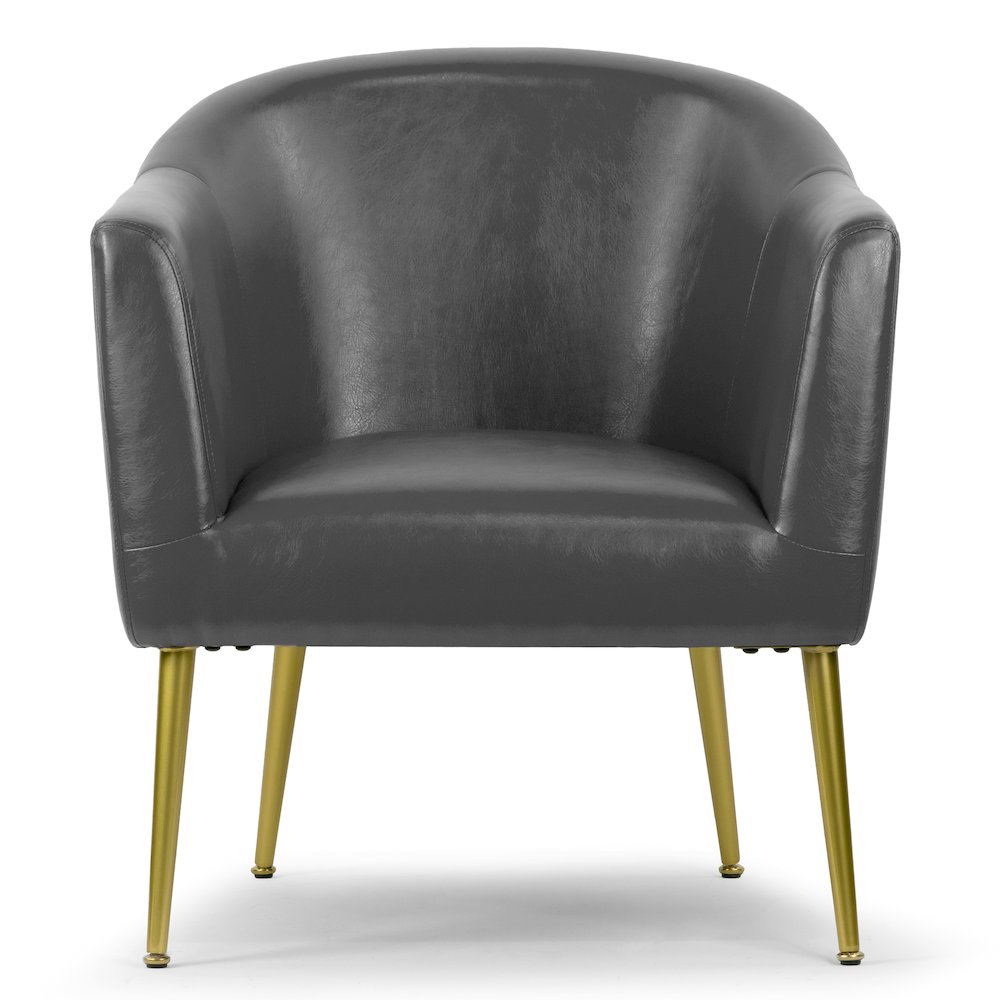 Avi Gray Faux Leather Accent Chair with Golden Legs. Picture 1