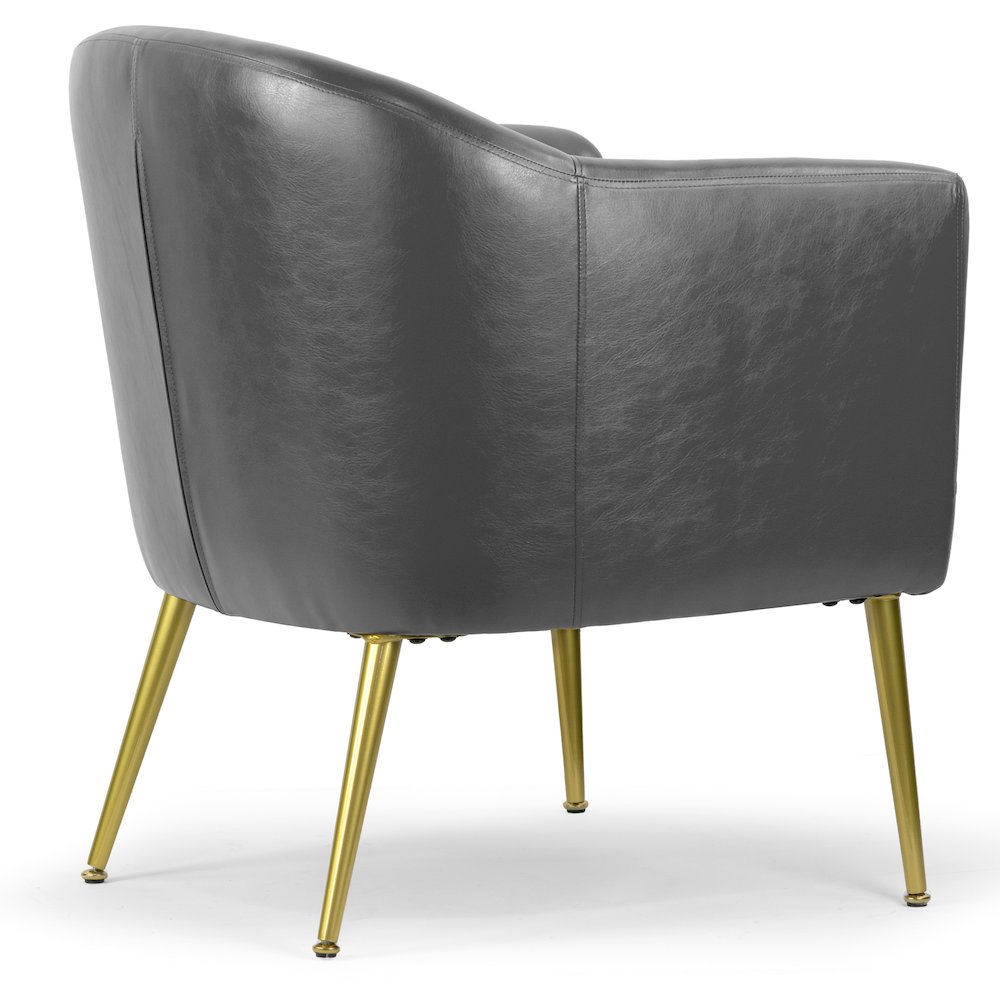 Avi Gray Faux Leather Accent Chair with Golden Legs. Picture 4