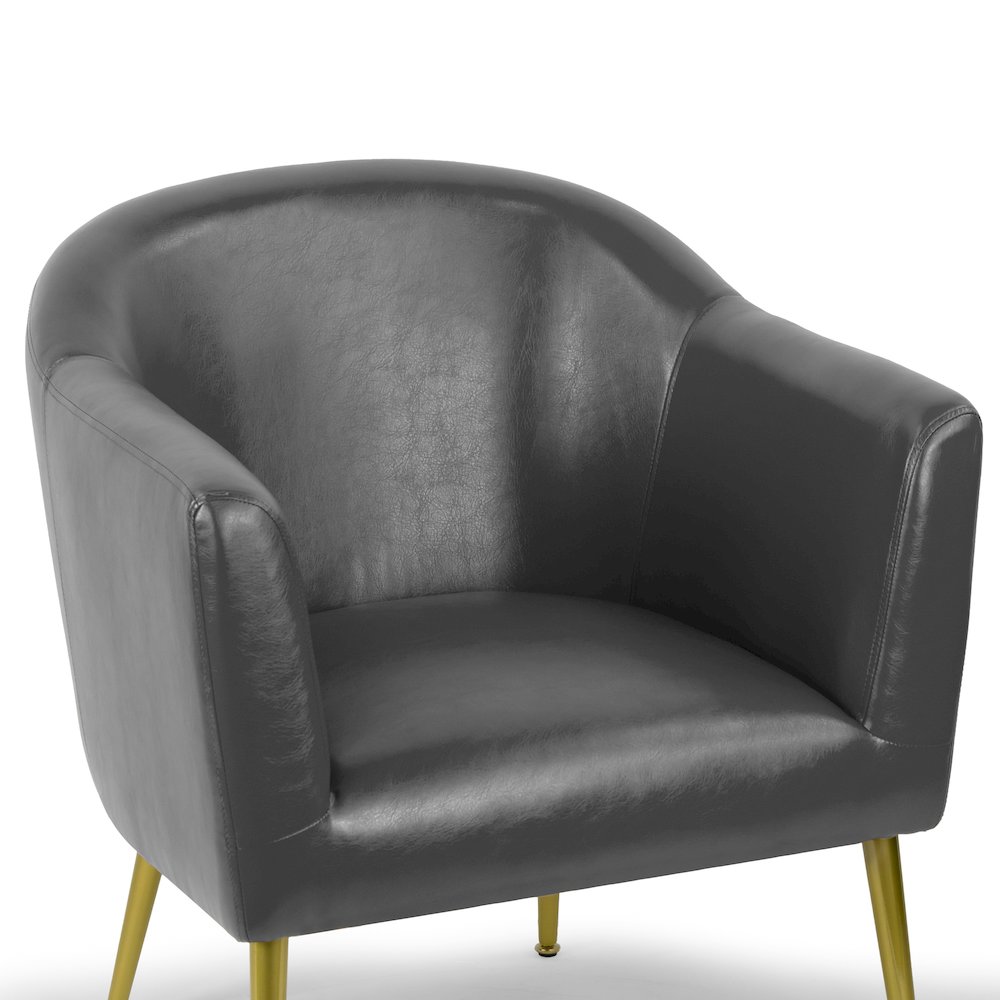 Avi Gray Faux Leather Accent Chair with Golden Legs. Picture 5