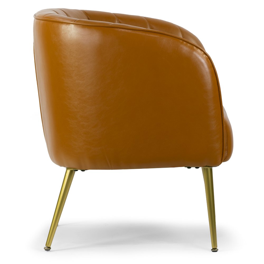 Avia Cappuccino Faux Leather Accent Chair with Decorative Stitching. Picture 3