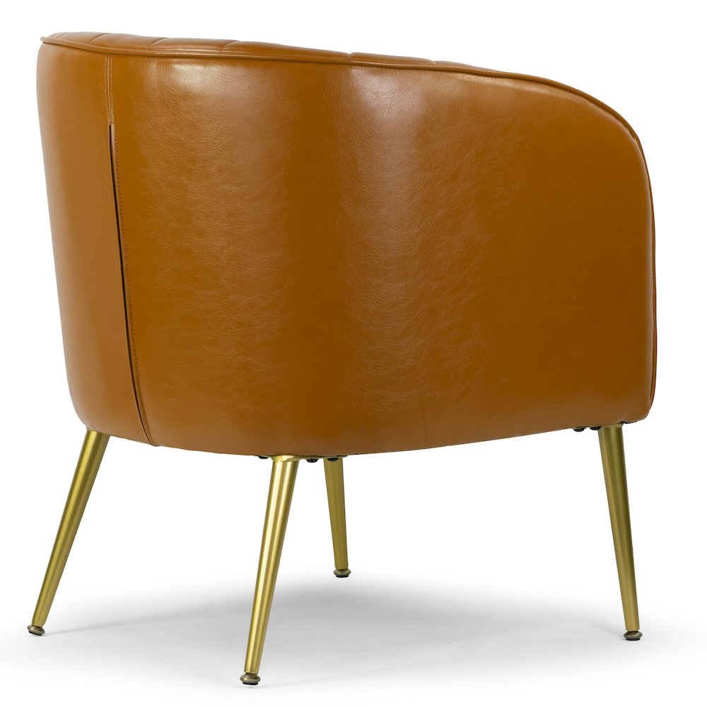 Avia Cappuccino Faux Leather Accent Chair with Decorative Stitching. Picture 4