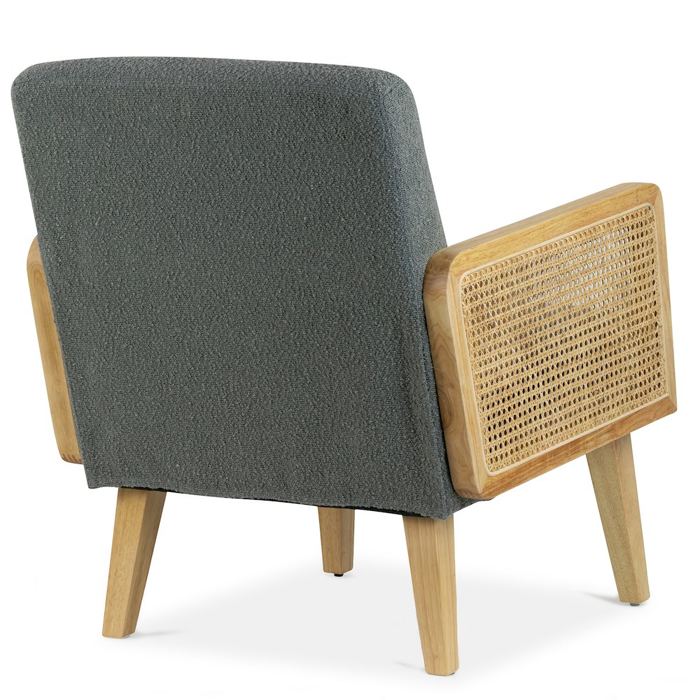 Ayaki Gray Woven Accent Chair with Rattan Arms. Picture 4