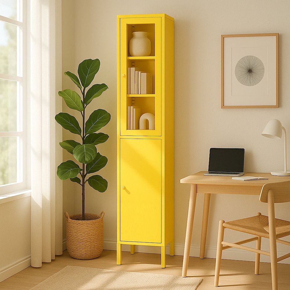 Aviva 71-inch Yellow Two Door Metal Cabinet. Picture 7