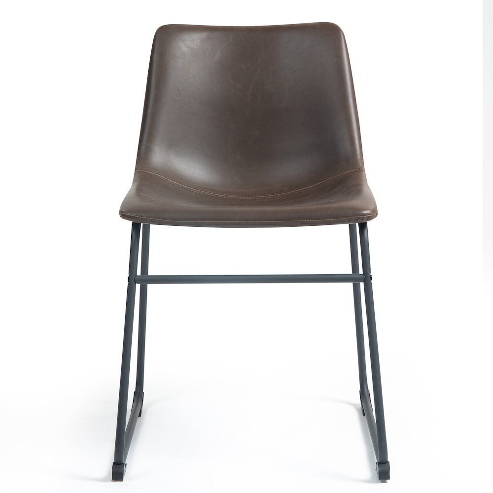 Set of 2 Adan Iron Frame Dark Brown Faux Leather Dining Chair. Picture 3