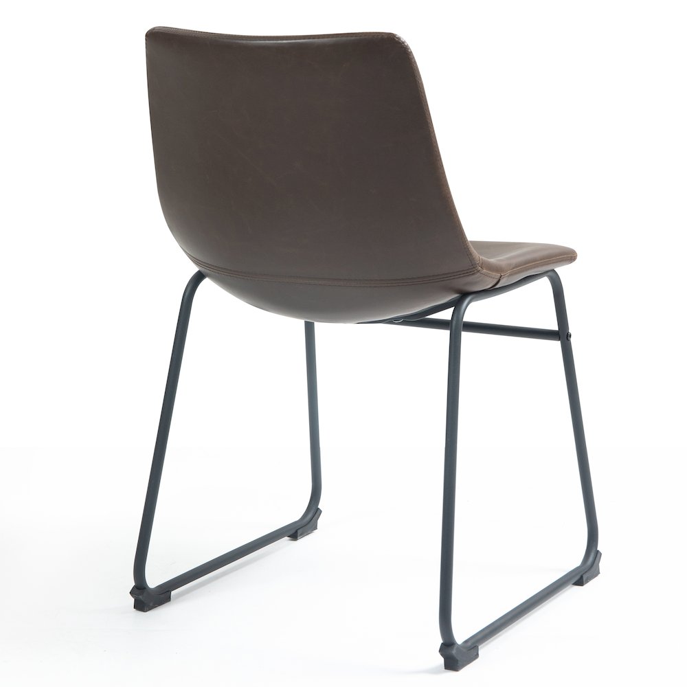 Set of 2 Adan Iron Frame Dark Brown Faux Leather Dining Chair. Picture 5