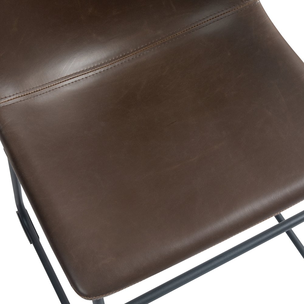 Set of 2 Adan Iron Frame Dark Brown Faux Leather Dining Chair. Picture 6