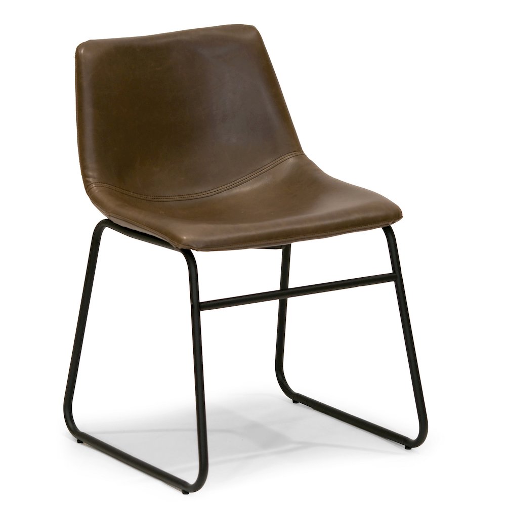 Set of 2 Adan Iron Frame Dark Brown Faux Leather Dining Chair. Picture 7