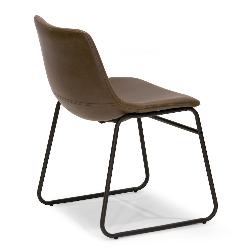 Set of 2 Adan Iron Frame Dark Brown Faux Leather Dining Chair. Picture 8