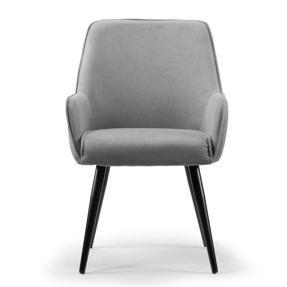 Set of 2 Amir Gray Dining Chair with Black Metal Legs and Square Arms. Picture 1