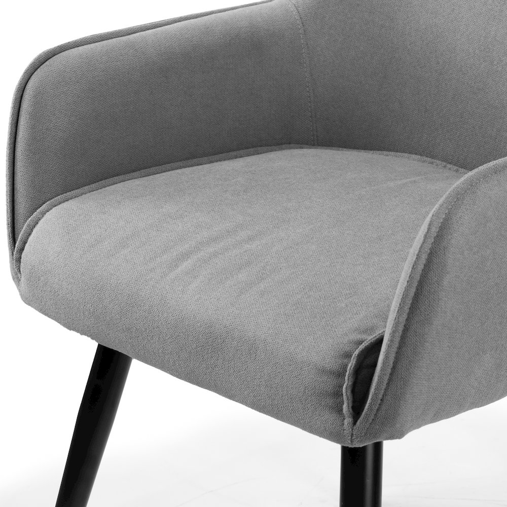 Set of 2 Amir Gray Dining Chair with Black Metal Legs and Square Arms. Picture 7