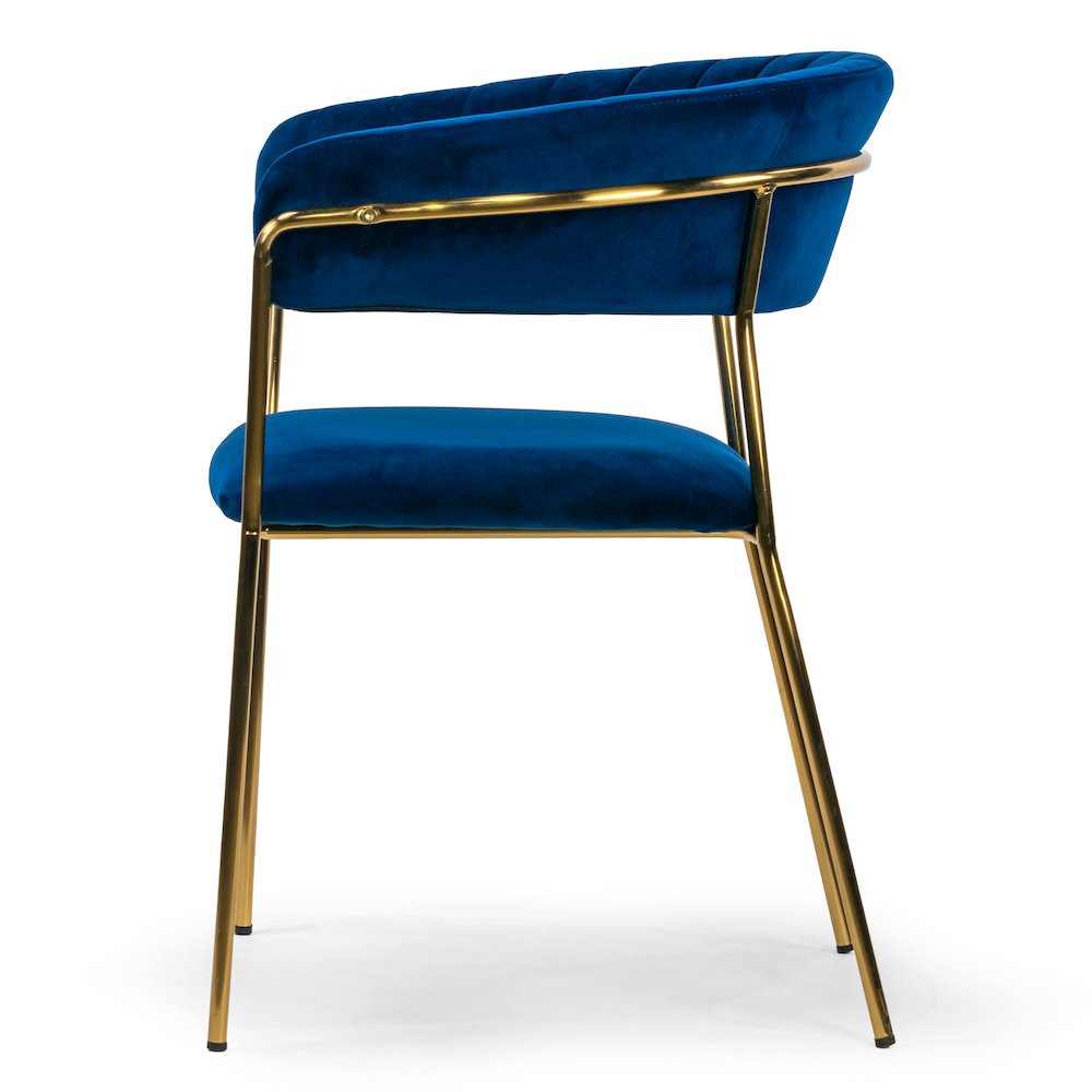 Set of 2 Anya Blue Velvet Arm Chair with Golden Metal Legs. Picture 4