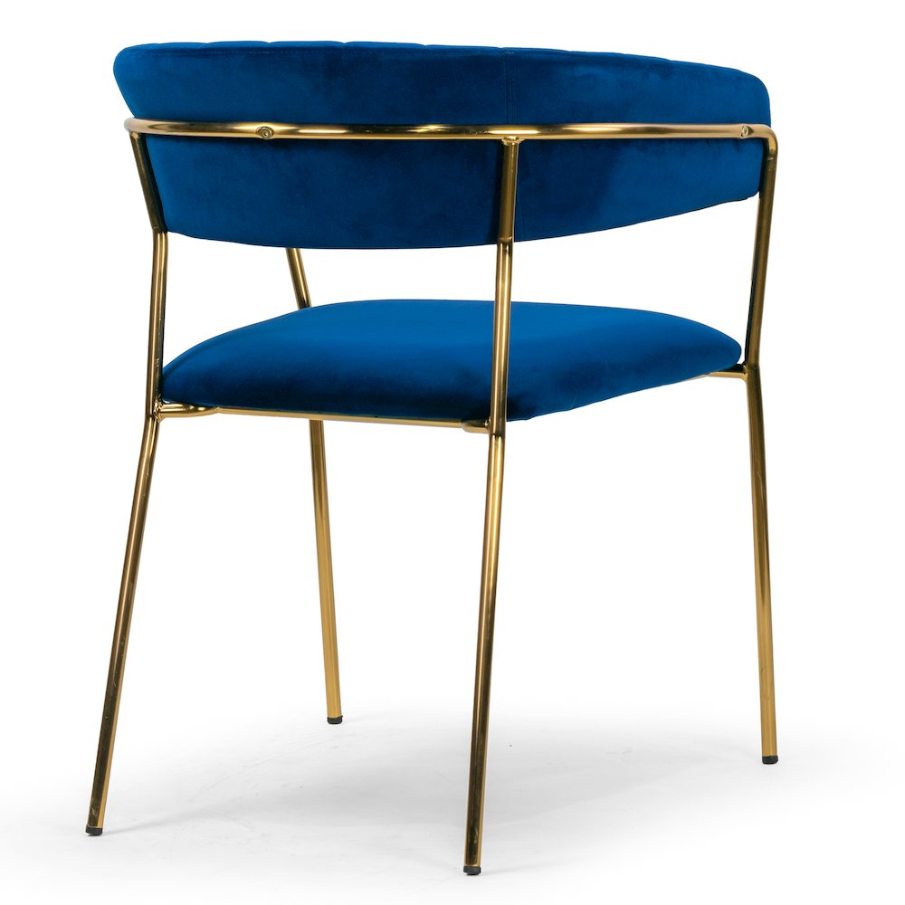 Set of 2 Anya Blue Velvet Arm Chair with Golden Metal Legs. Picture 5