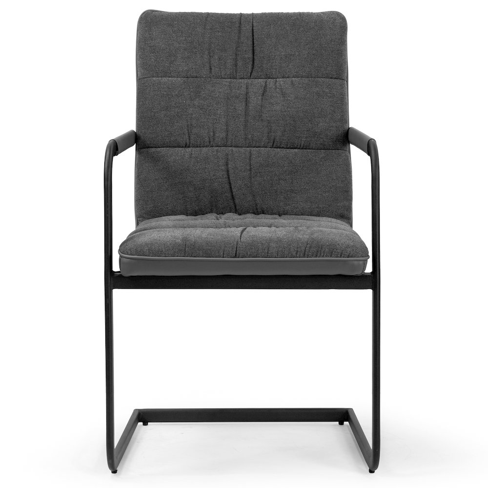 Set of 2 Araya Gray Modern Fabric Arm Chair with Black Metal Legs. Picture 1