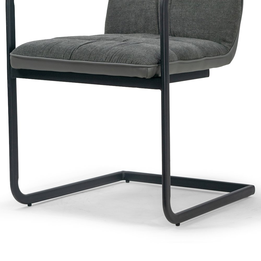 Set of 2 Araya Gray Modern Fabric Arm Chair with Black Metal Legs. Picture 7