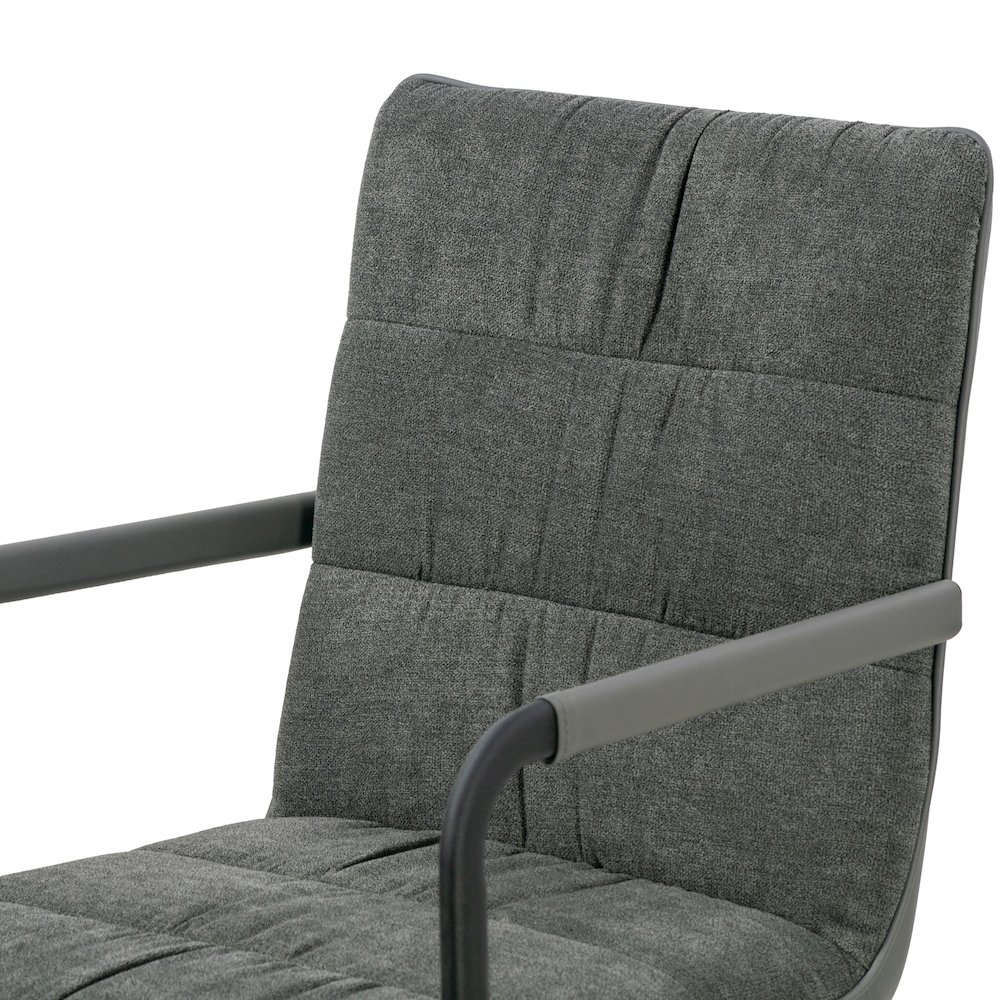 Set of 2 Araya Gray Modern Fabric Arm Chair with Black Metal Legs. Picture 8