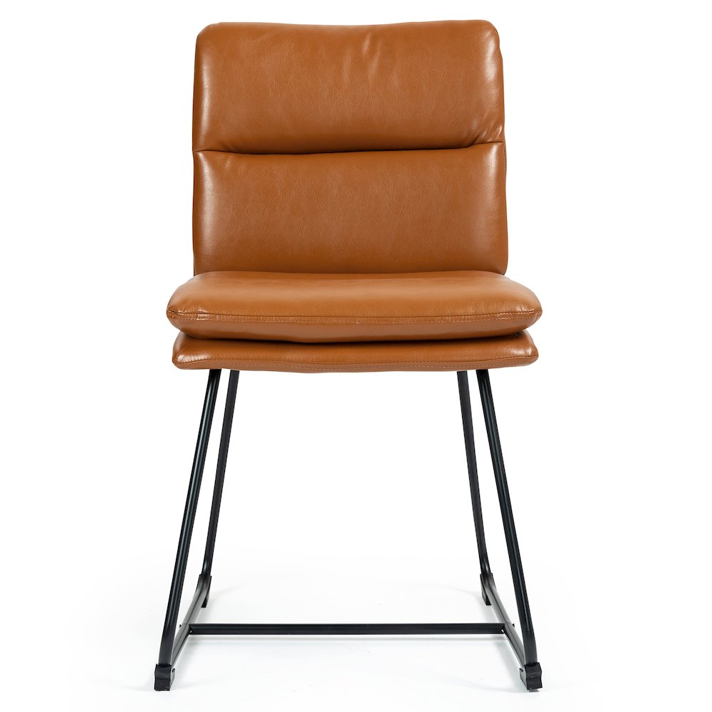 Set of 2 Light Brown Upholstered Metal Frame Dining Chair Puffy Cushions. Picture 3