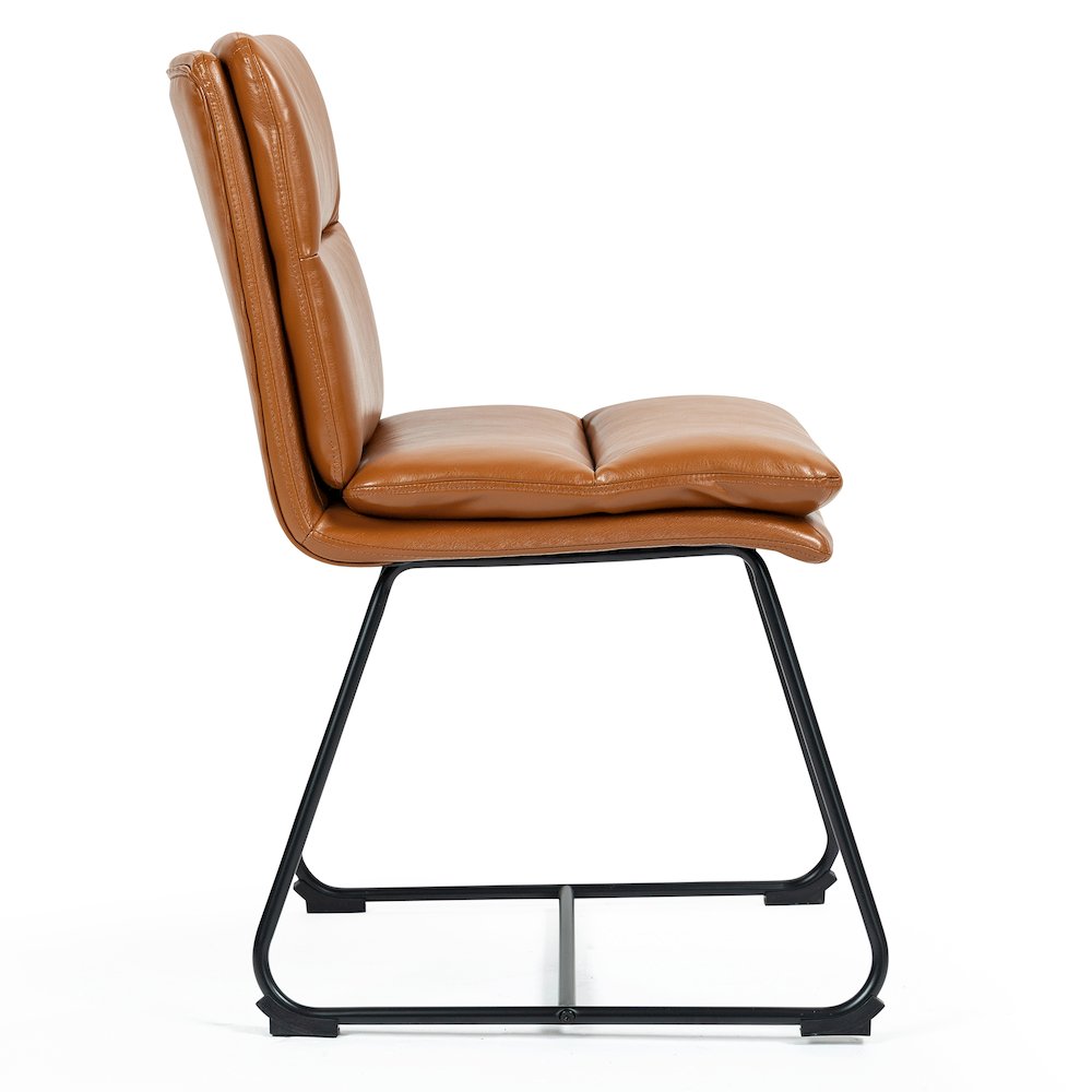 Set of 2 Light Brown Upholstered Metal Frame Dining Chair Puffy Cushions. Picture 4