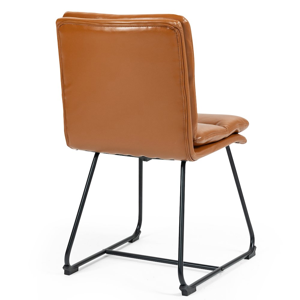 Set of 2 Light Brown Upholstered Metal Frame Dining Chair Puffy Cushions. Picture 5