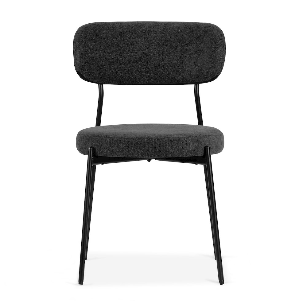 Set of 2 Aya Black Chenille Dining Chair with Black Steel Legs. Picture 3