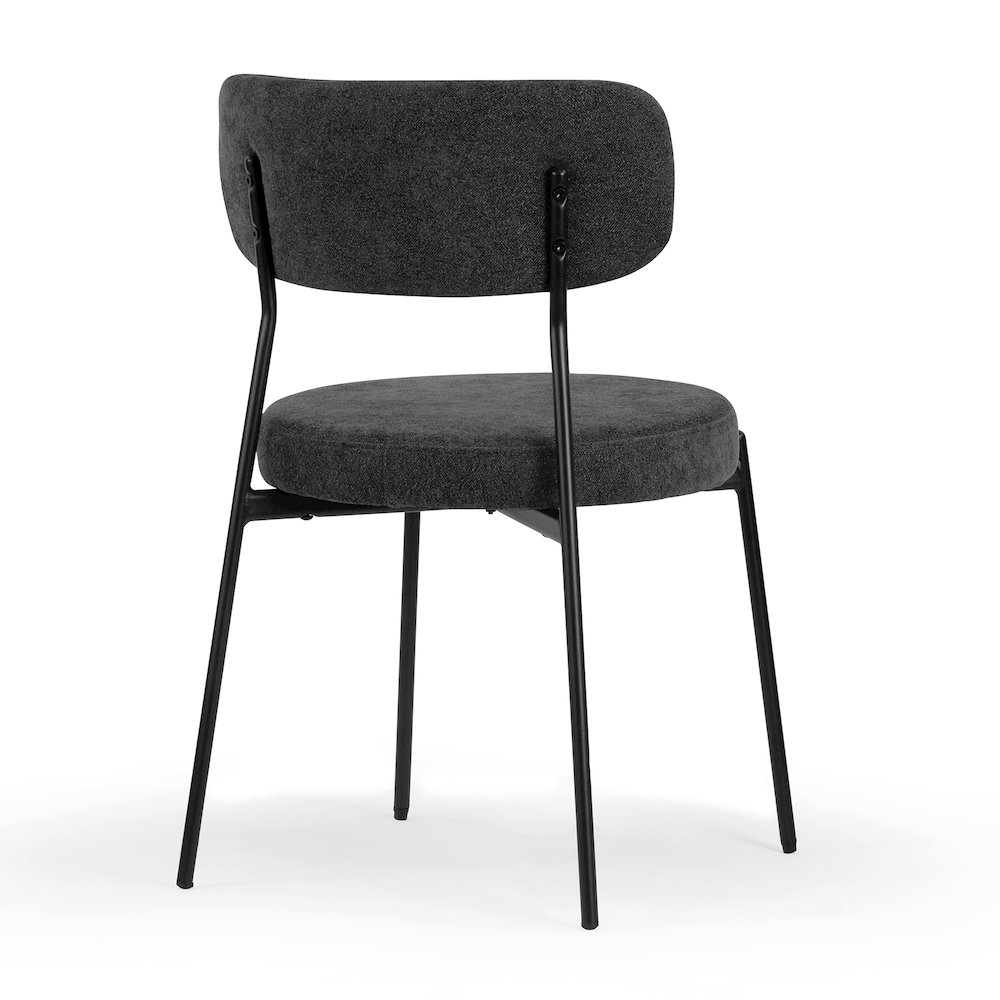Set of 2 Aya Black Chenille Dining Chair with Black Steel Legs. Picture 5