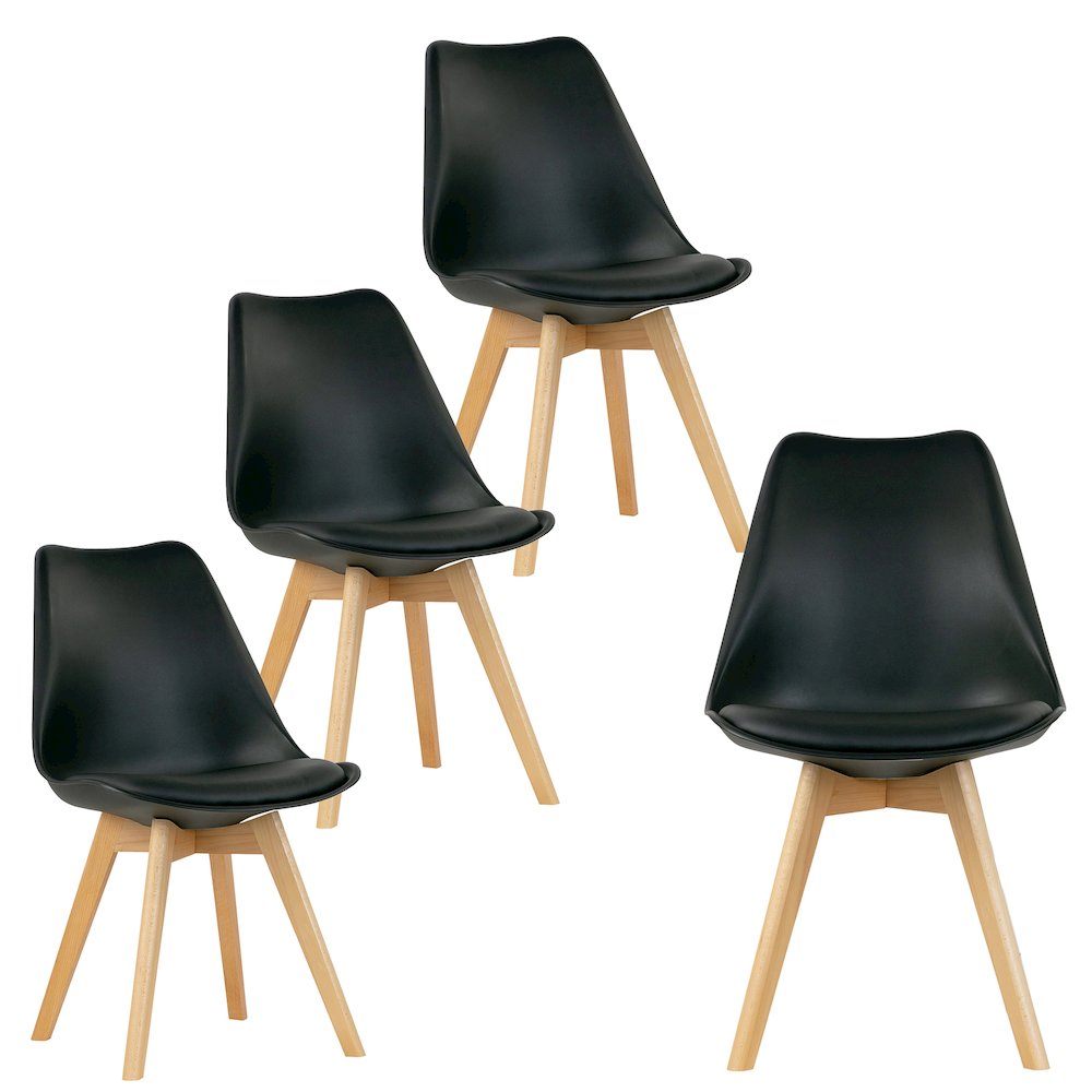 Set of 4 Balint Black Cushioned Plastic Dining Chairs. Picture 2