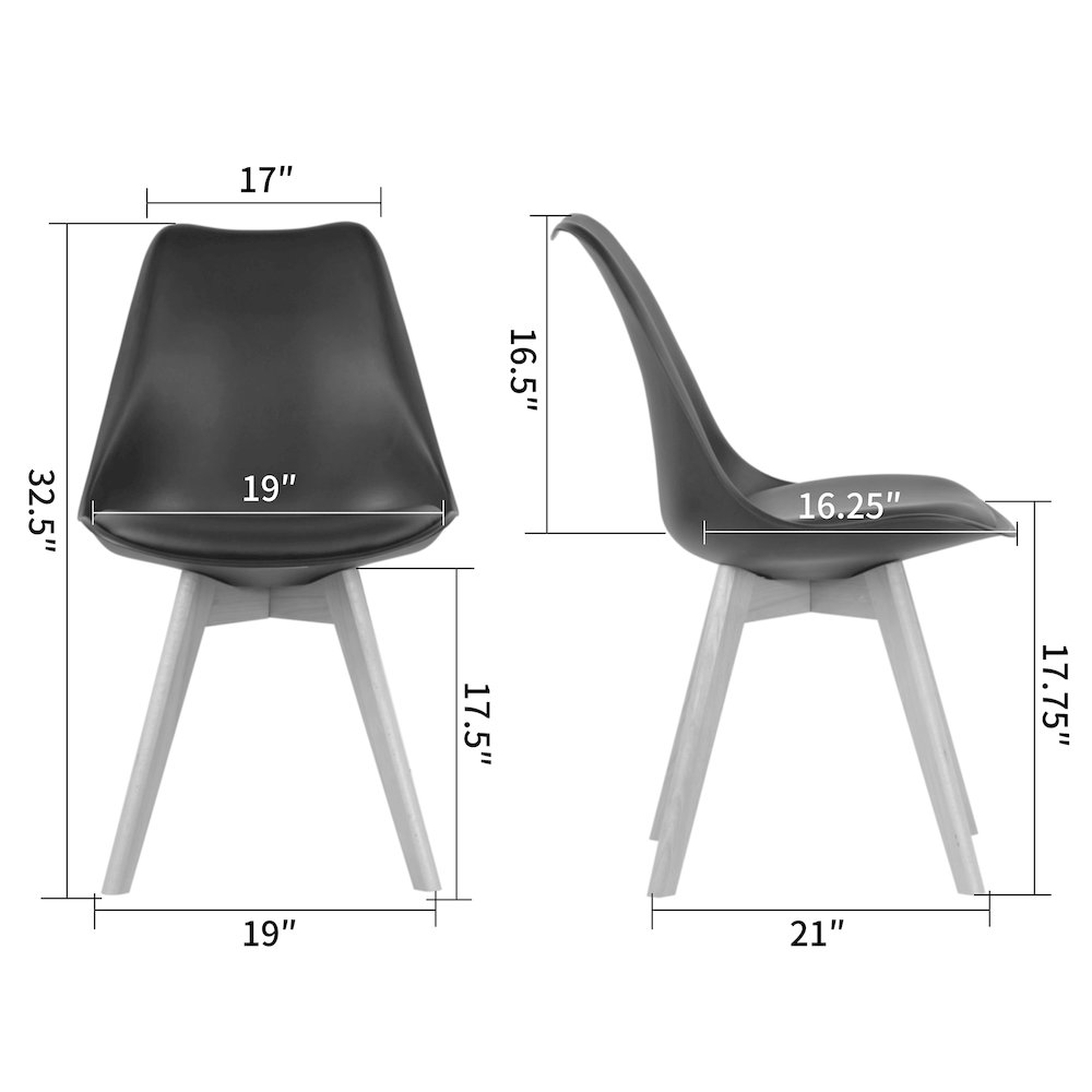 Set of 4 Balint Black Cushioned Plastic Dining Chairs. Picture 8