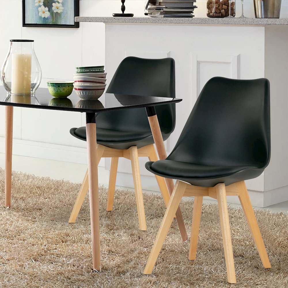 Set of 4 Balint Black Cushioned Plastic Dining Chairs. Picture 10
