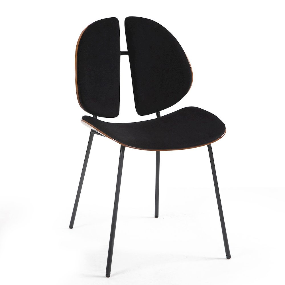 Set of 2 Beau Black Microfiber Fabric Dining Chair with Iron Legs. Picture 1