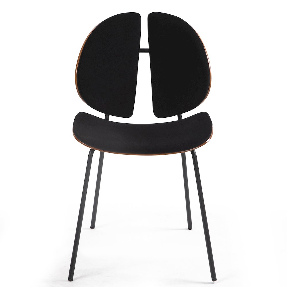 Set of 2 Beau Black Microfiber Fabric Dining Chair with Iron Legs. Picture 3