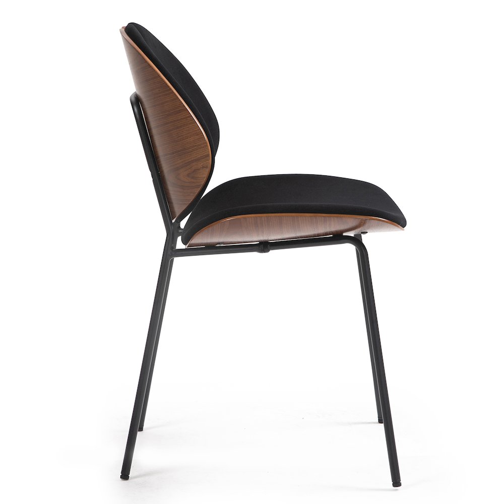 Set of 2 Beau Black Microfiber Fabric Dining Chair with Iron Legs. Picture 4