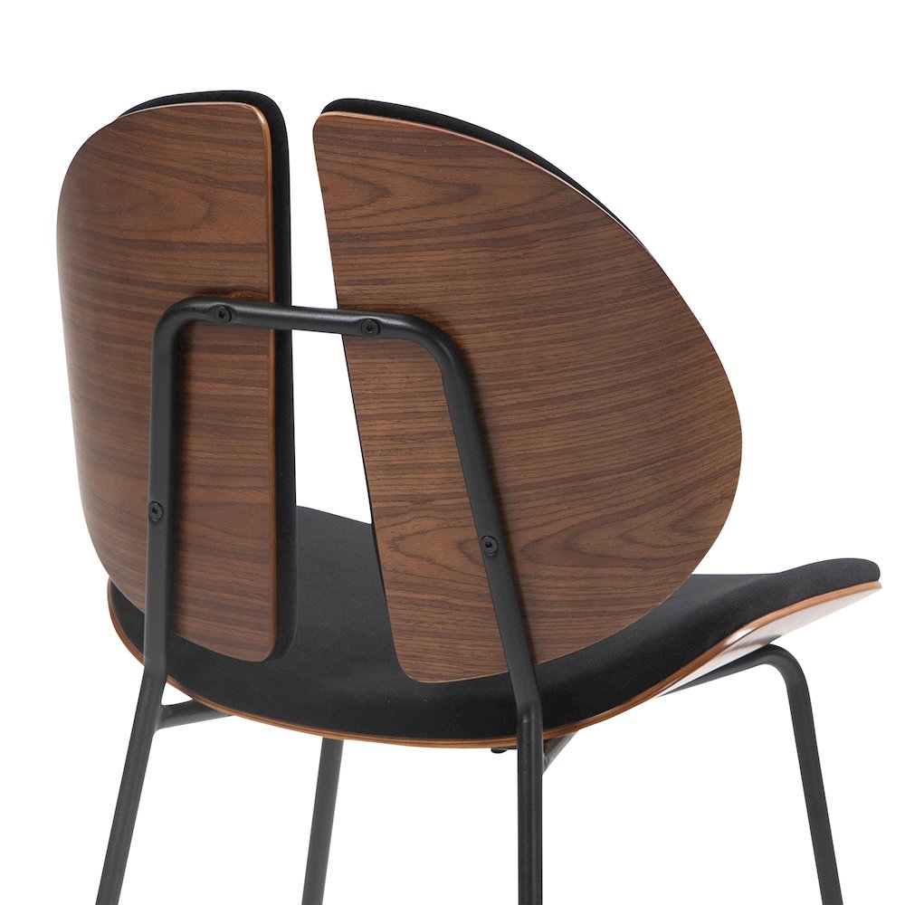 Set of 2 Beau Black Microfiber Fabric Dining Chair with Iron Legs. Picture 6