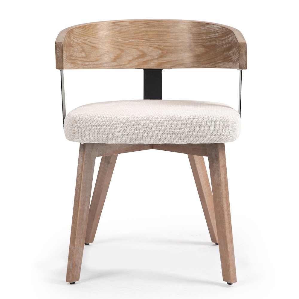 Set of 2 Beck Beige Linen Fabric Dining Chair Natural Wood Backrest and Legs. Picture 3