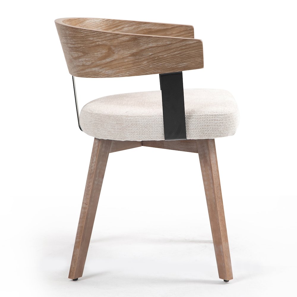 Set of 2 Beck Beige Linen Fabric Dining Chair Natural Wood Backrest and Legs. Picture 4