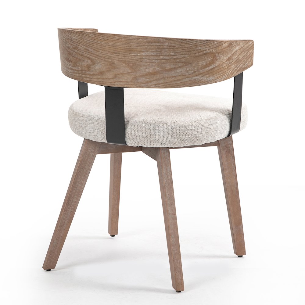 Set of 2 Beck Beige Linen Fabric Dining Chair Natural Wood Backrest and Legs. Picture 5