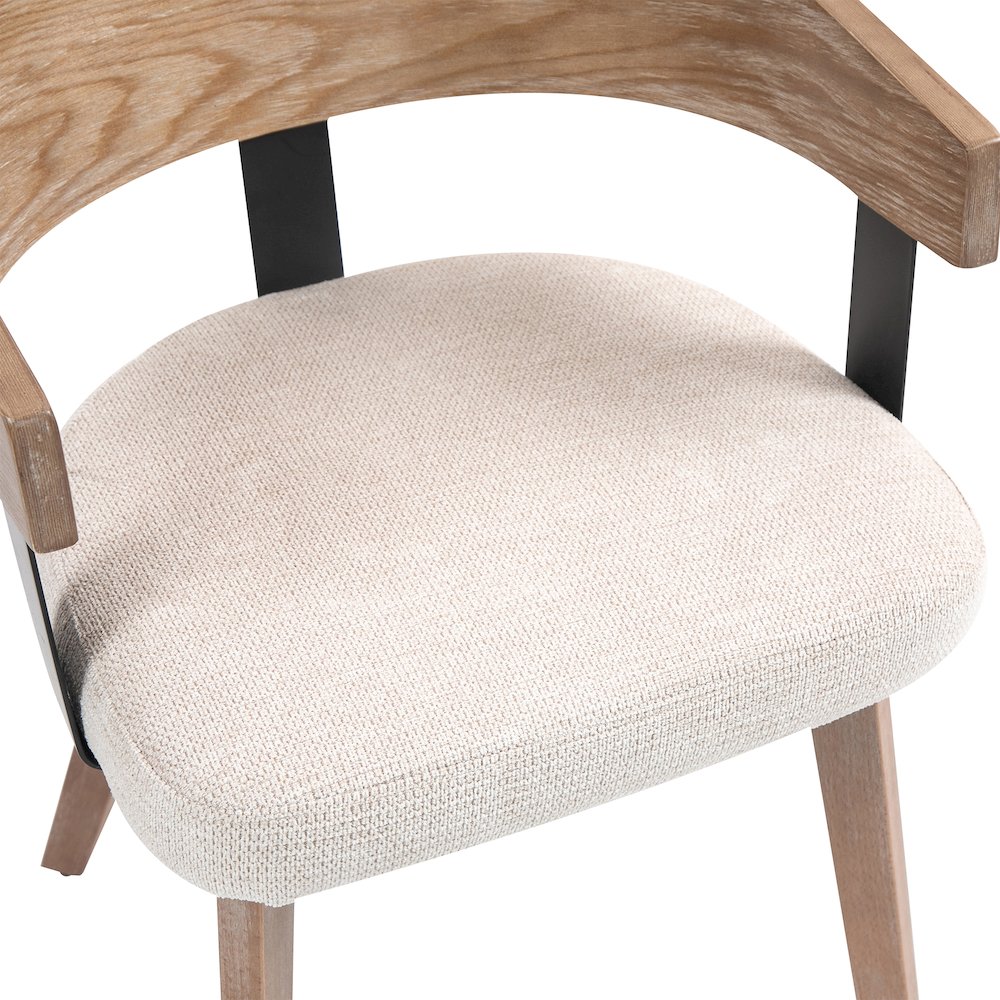 Set of 2 Beck Beige Linen Fabric Dining Chair Natural Wood Backrest and Legs. Picture 6