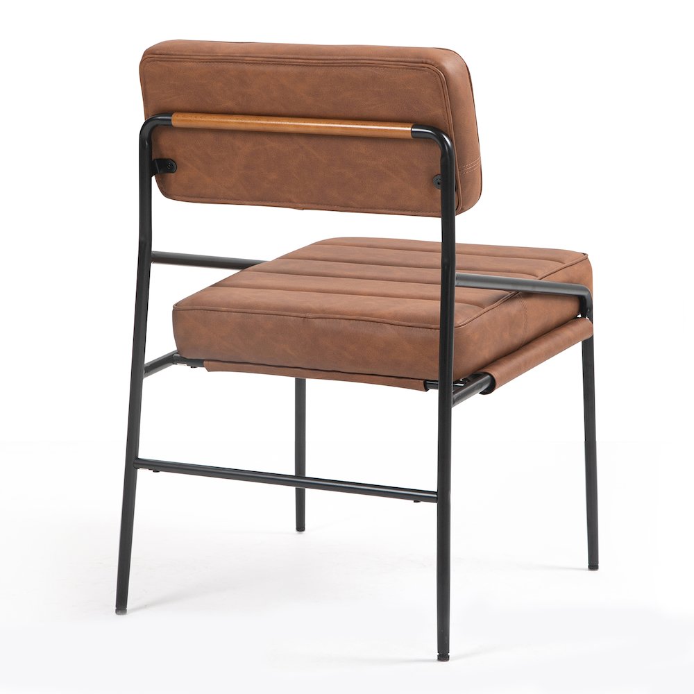 Becker Brown Faux Leather Dining Chair with Black Iron Legs. Picture 4