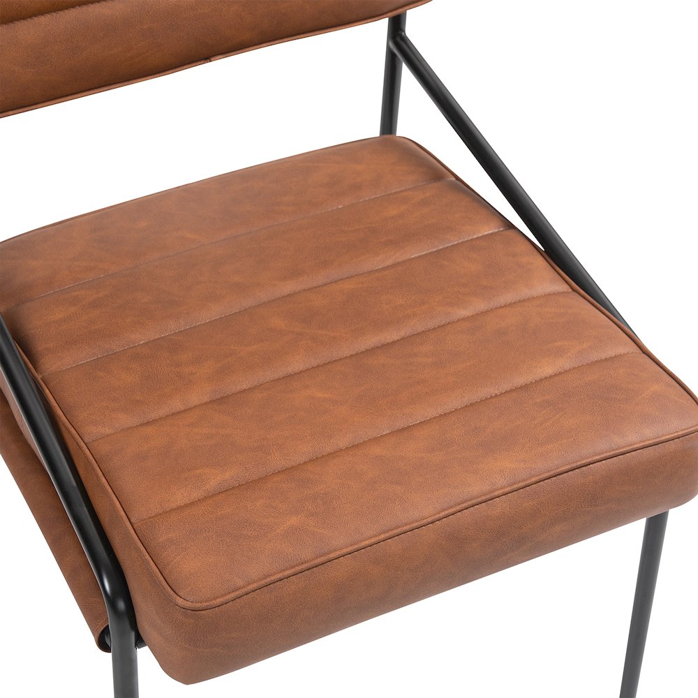 Becker Brown Faux Leather Dining Chair with Black Iron Legs. Picture 5