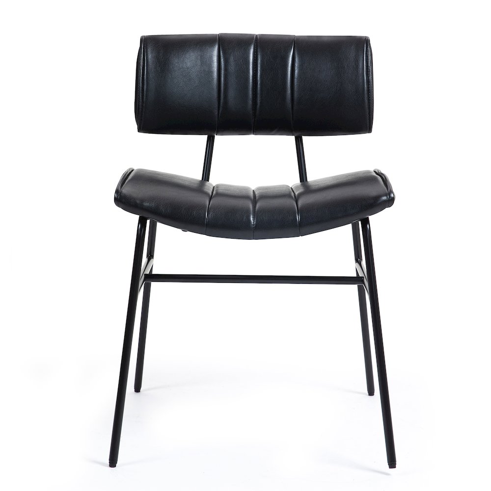 Set of 2 Belicia Black Faux Leather Dining Chair with Black Metal Legs. Picture 3