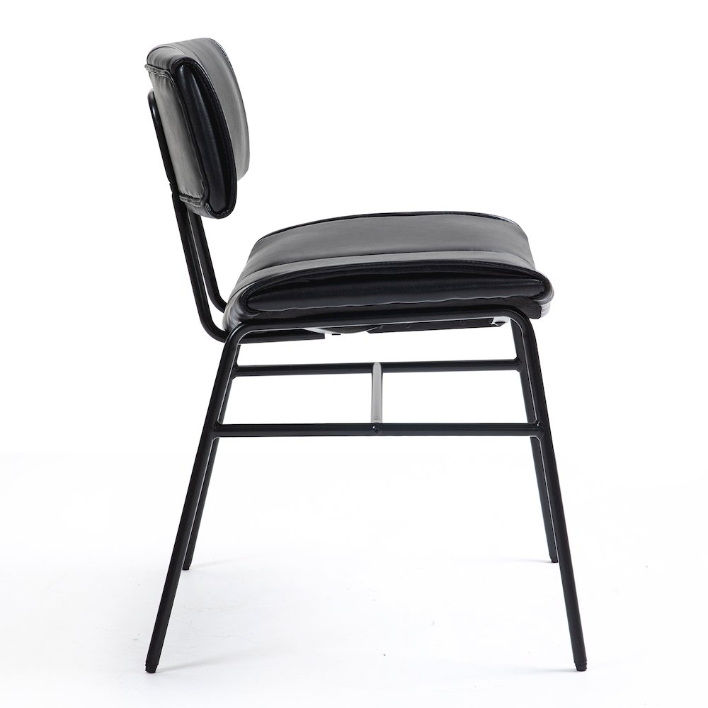 Set of 2 Belicia Black Faux Leather Dining Chair with Black Metal Legs. Picture 4