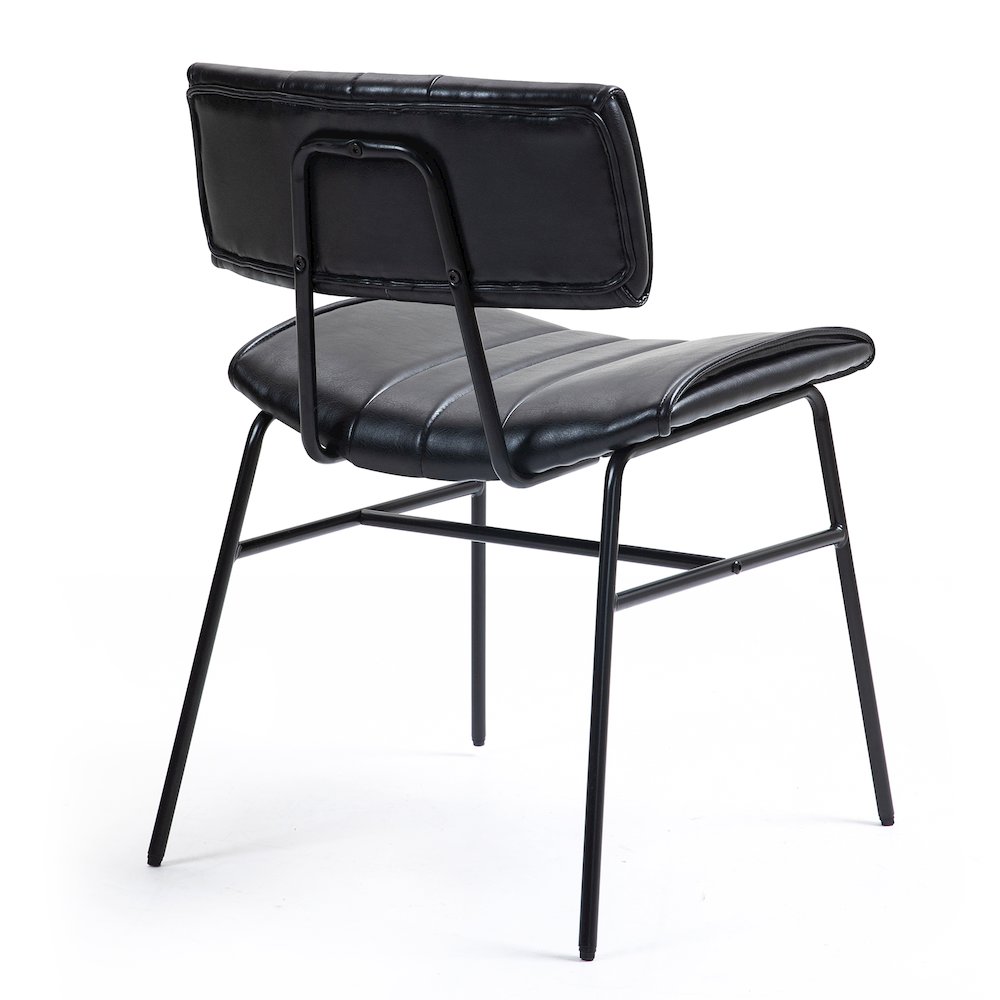 Set of 2 Belicia Black Faux Leather Dining Chair with Black Metal Legs. Picture 5