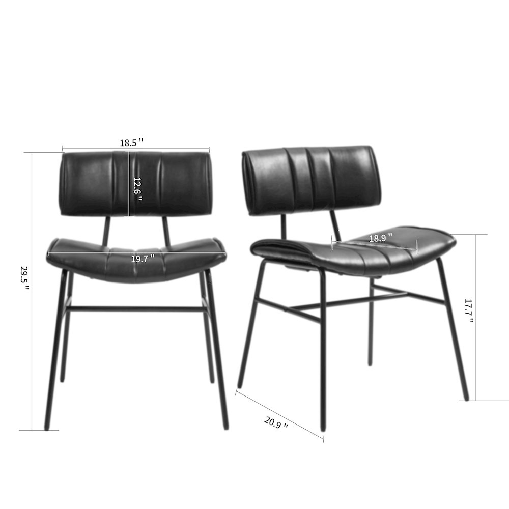 Set of 2 Belicia Black Faux Leather Dining Chair with Black Metal Legs. Picture 8