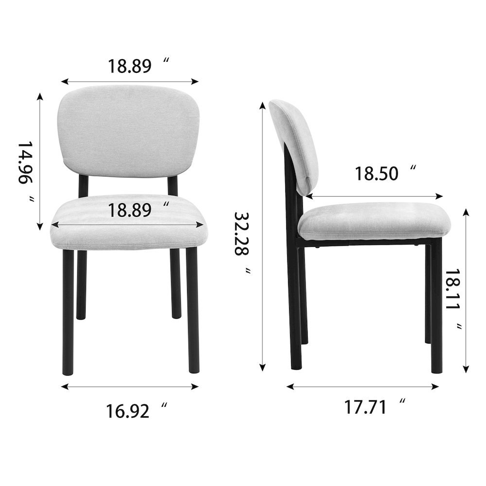 Set of 2 Beren Beige Upholsterd Fabric Dining Chair with Iron Legs. Picture 7