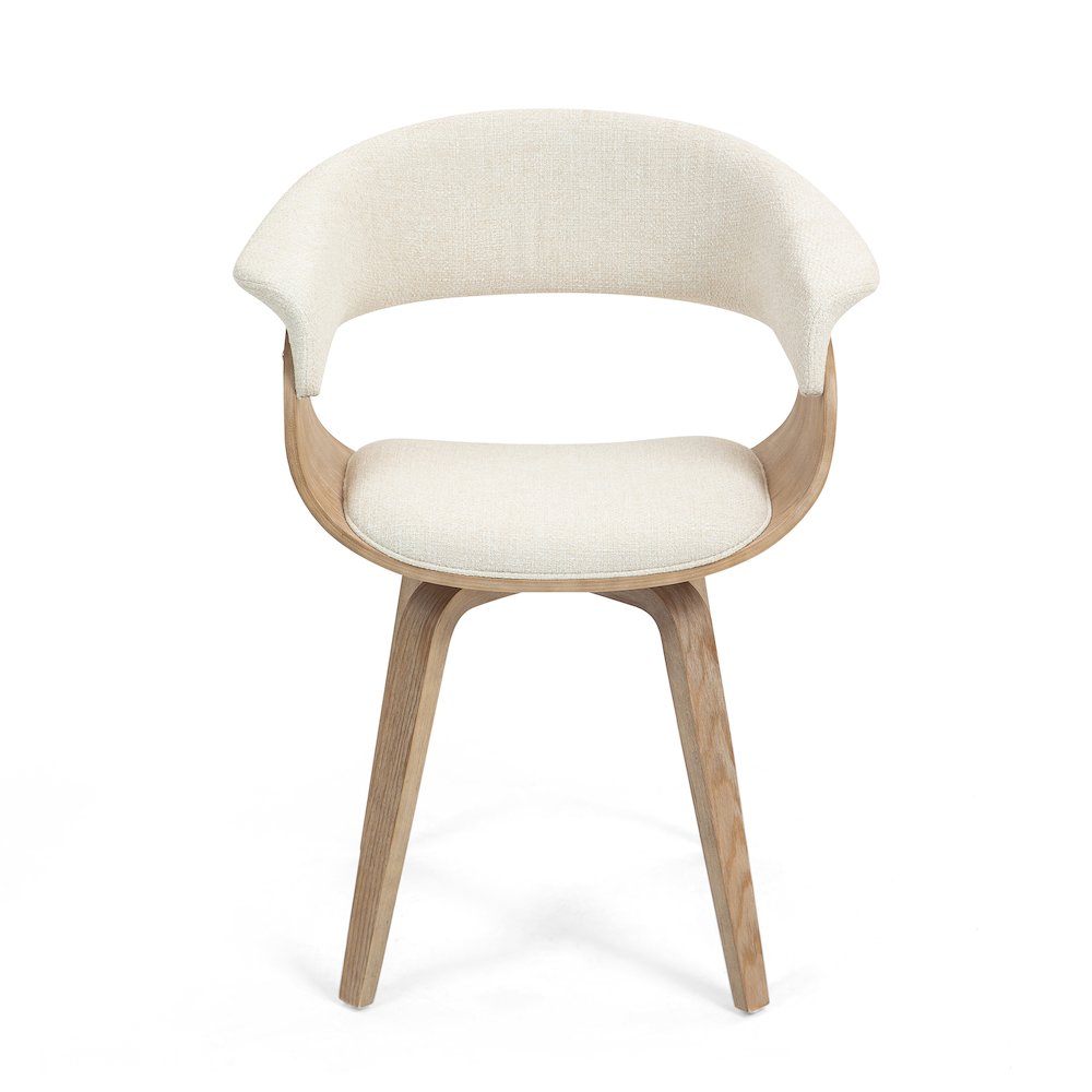 Berkeley Beige Upholstered Fabric Dining Chair with Natural Wood Accent Legs. Picture 1