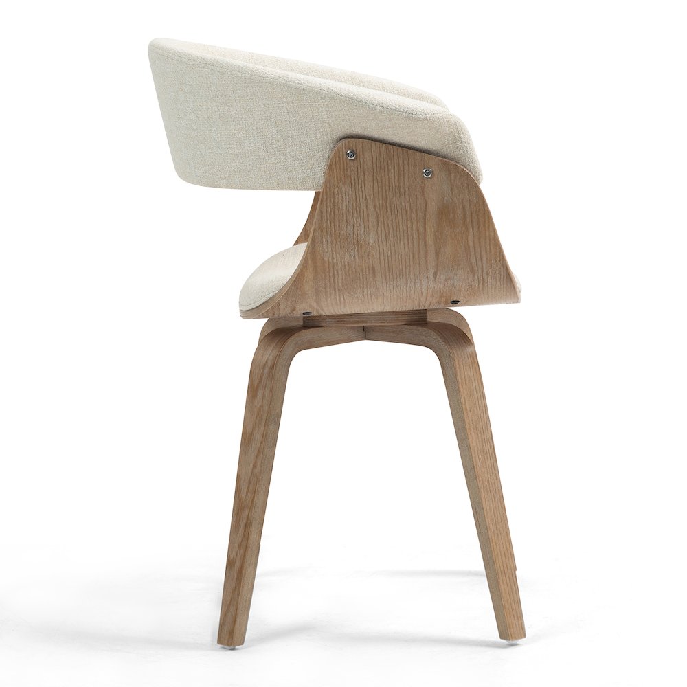 Berkeley Beige Upholstered Fabric Dining Chair with Natural Wood Accent Legs. Picture 3