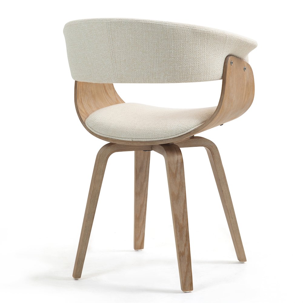 Berkeley Beige Upholstered Fabric Dining Chair with Natural Wood Accent Legs. Picture 4
