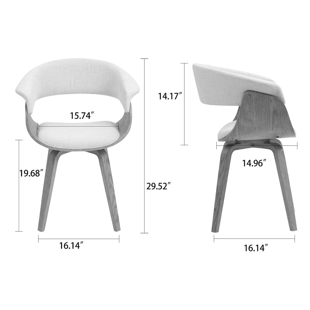 Berkeley Beige Upholstered Fabric Dining Chair with Natural Wood Accent Legs. Picture 6