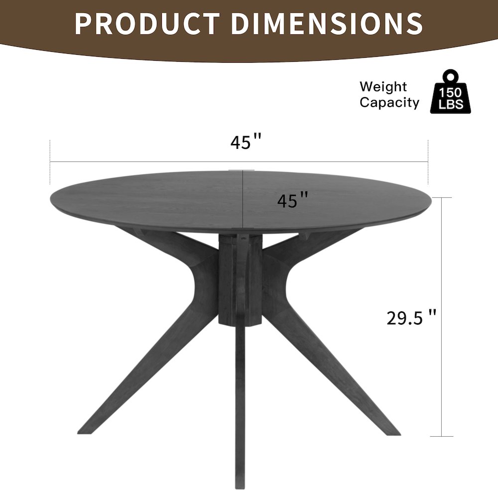 Blair Walnut Finish Round Wood Dining Table with Tripod Style Base. Picture 4